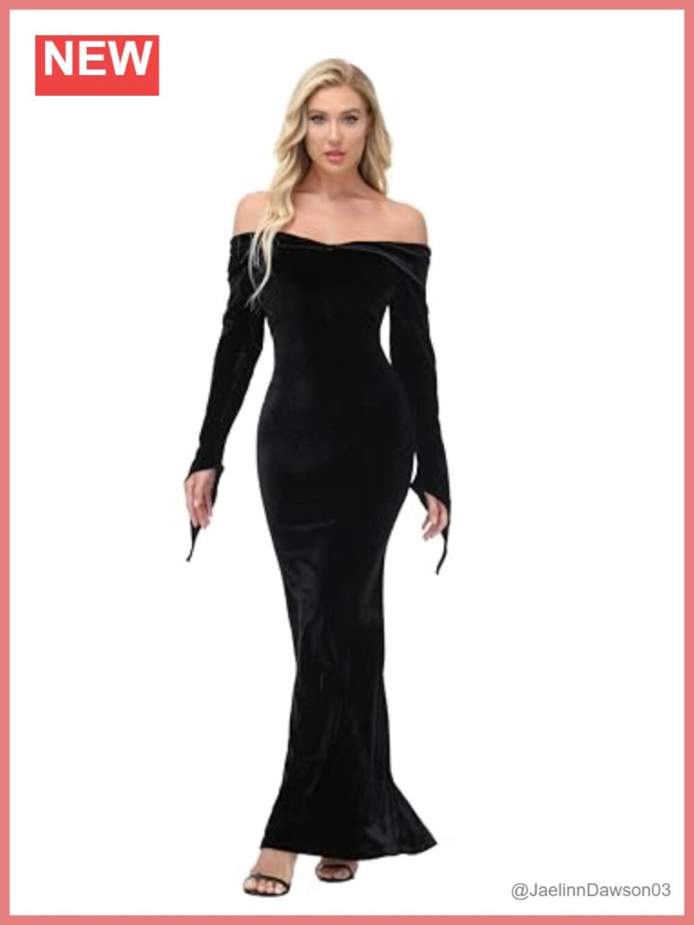 Gothic Off Shoulder Maxi Dress Long Sleeve Halloween Cosplay Costume - Picture 4 of 6